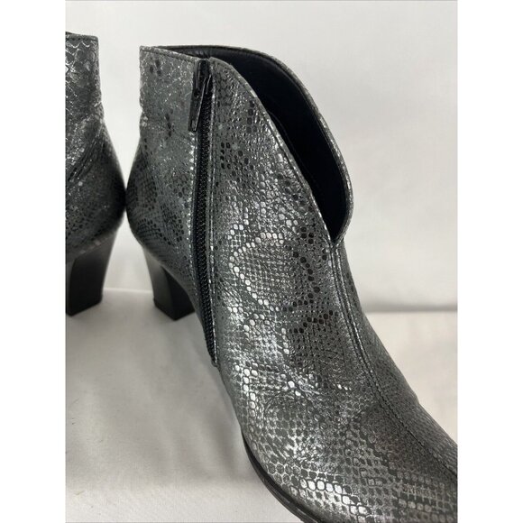 Ara Silver Metallic Snakeskin-Patterned German Booties - Picture 8 of 16